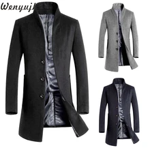 Wenyujh мужское осенне-зимнее повседневное пальто плотный шерстяной Тренч бизнес мужской однотонный классический пальто средней длины куртки