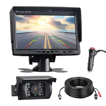 

Backup Camera Kit, 7 inch Lcd Rear View Monitor With Ip67 Waterproof Night Visible Back Up Rearview Reverse Cam For Trucks, Rv