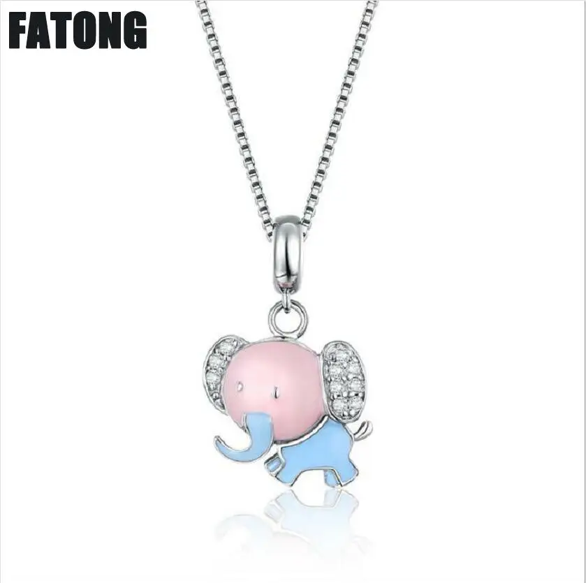 

925 silver elephant Korean version of Epoxy necklace jewelry female manufacturers jewelry direct sales J0282