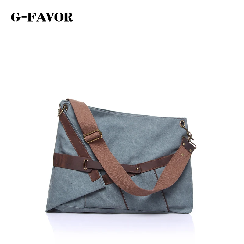 

free shipping 2017 fashion vintage water wash canvas + crazy horse leather handbag one shoulder cross-body women's casual bag