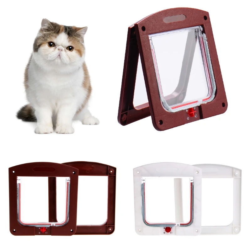 

4 Way Pet Cat Kitten Puppy Dog Small Animal Lock Lockable Safe Flap Door Gate M15