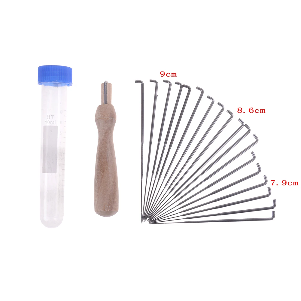

18PCS Wooden Handle Wool Felting Tools 3sizes Felting Needles Holder Outfit Slim Felt DIY Package