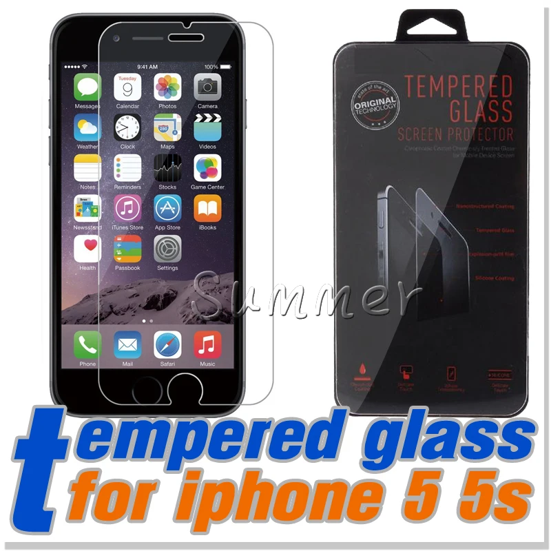 imágenes para 100 unids templado superior de cristal protector de pantalla para iphone 7 6 6 s plus 5S 5c 4S película A Prueba de Explosiones 0.26mm 9 H 2.5D Arco transparente imágenes para 100 unids templado superior de cristal protector de pantalla para iphone 7 6 6 s plus 5S 5c 4S película A Prueba de Explosiones 0.26mm 9 H 2.5D Arco transparente
