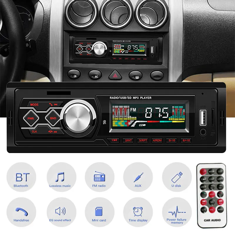 Универсальный автомобильный Mp3 радио плеер Bluetooth Fm Поддержка USB SD Дистанционное управление U воспроизведение диска AUX Стерео усилитель громкой связи