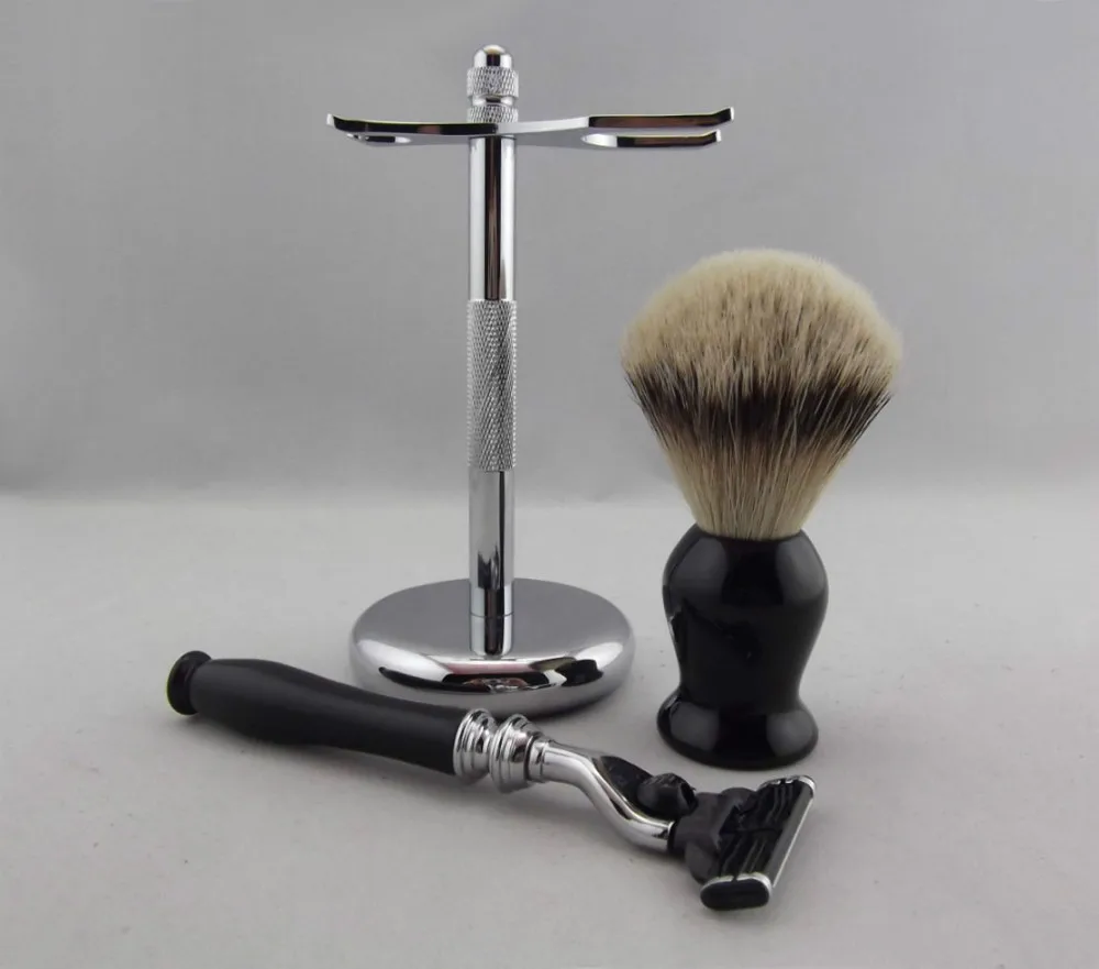 Silvertip Badger Hair Brush Resin Handle Stainless Zinc Alloy Metal