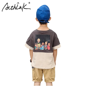 

ActhInK New Teenage Boys Summer Cargo Pants Suit Boys Cartoon t-Shirt+Pants Suit Kids Summer Fashion Suit Patctwork t-Shirt