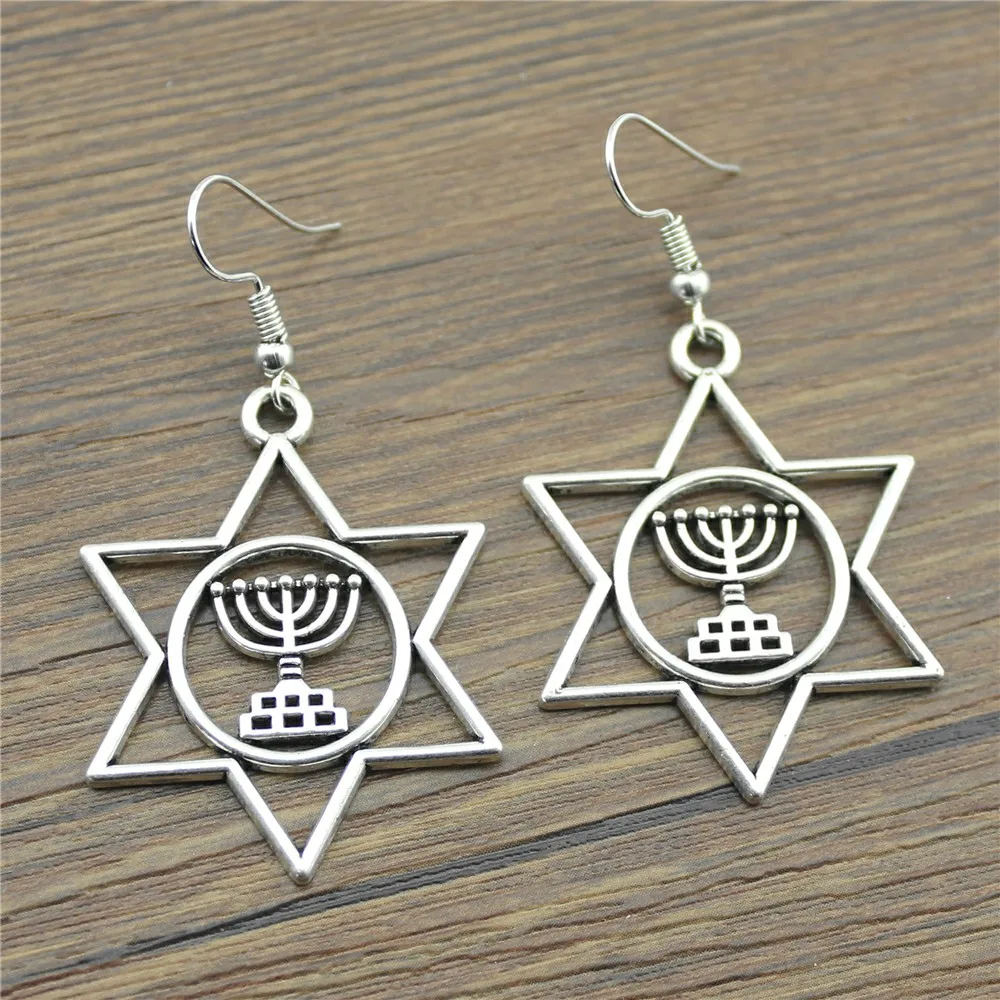 Judaism Menorah Star Of David Drop Earrings Fashion Judaism Earrings Danging Star Of David Earrings For Women