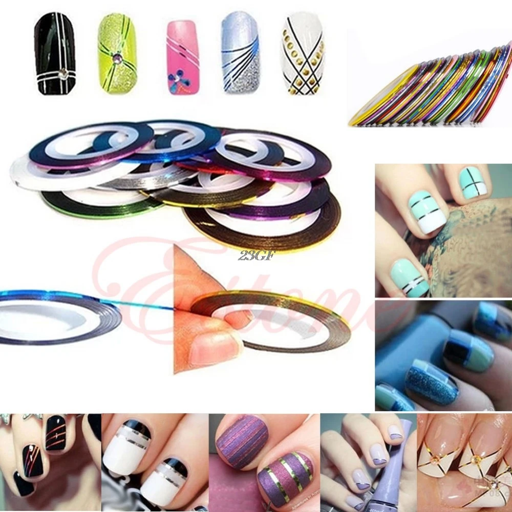 

10Pcs Rolls Striping Tape Line Nail Art Decor Sticker UV Gel Tips Mixed Colors