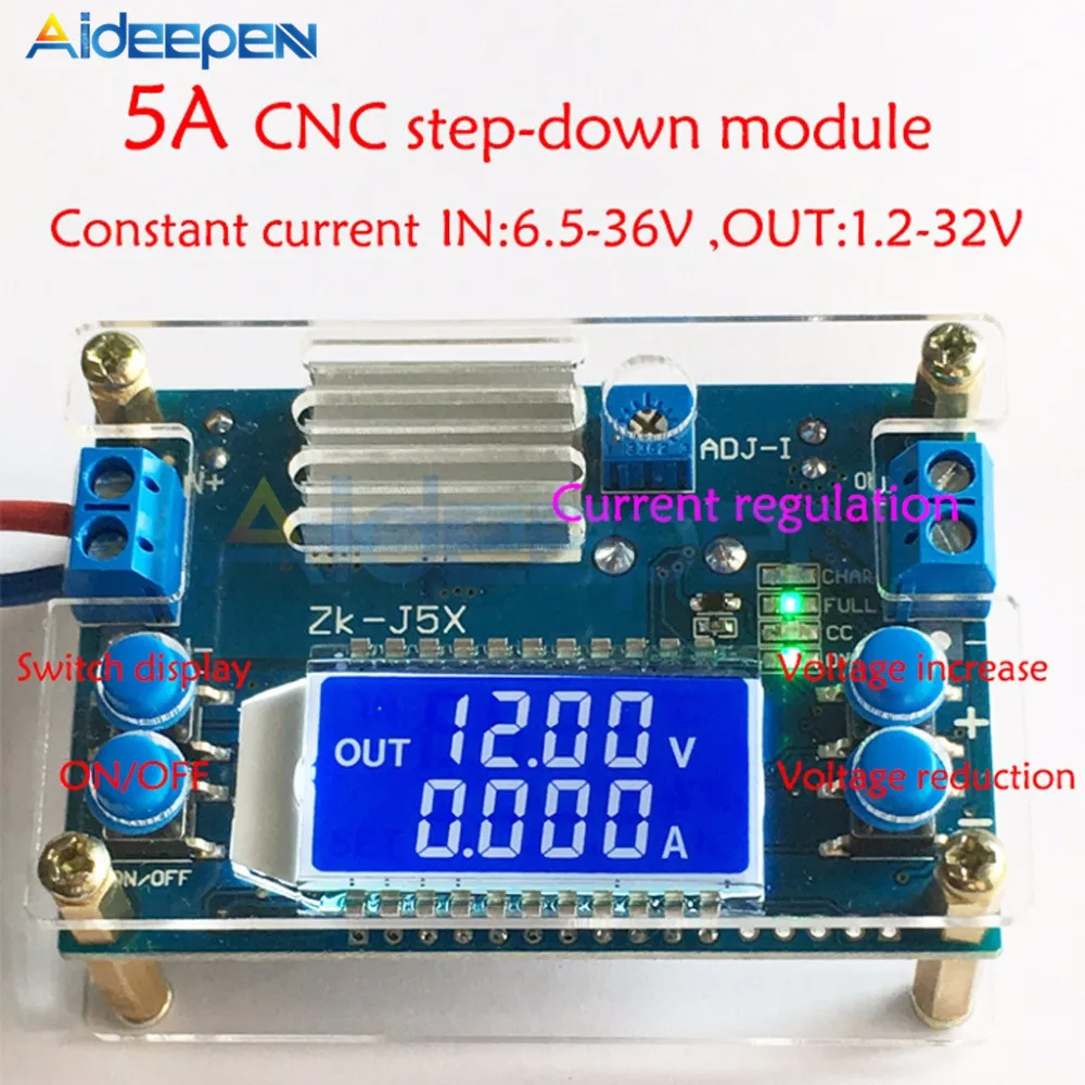 DC-DC 5A CNC понижающий модуль регулируемый постоянный ток напряжения с ЖК-дисплеем 6,5-36 в 6,5 В до 36 в конвертер с Чехол