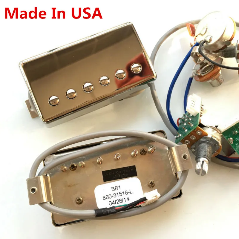 1 Set Electric Guitar Humbucker Pickups with Pro Wiring Harness for Gib BB1 BB2 BB Series Nickel Cover silver Made In USA 1 Set Electric Guitar Humbucker Pickups with Pro Wiring Harness for Gib BB1 BB2 BB Series Nickel Cover silver Made In USA