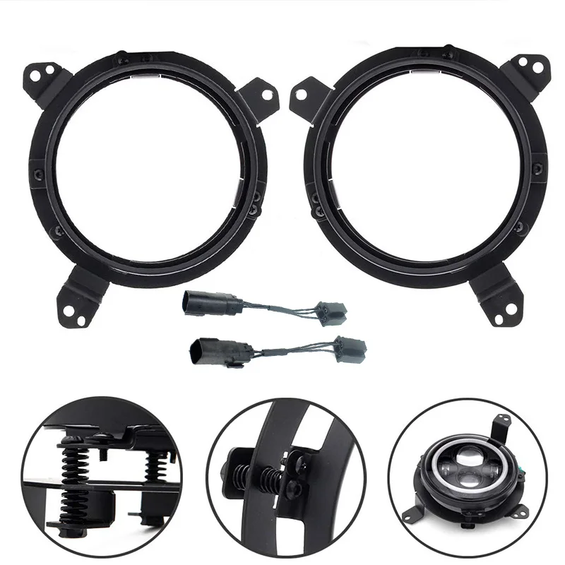 FADUIES A Pair 7 inch Headlight Mounting Brackets All-Directional Adjustment Left & Right for 2018-2019 Jeep Wrangler JL  (1)