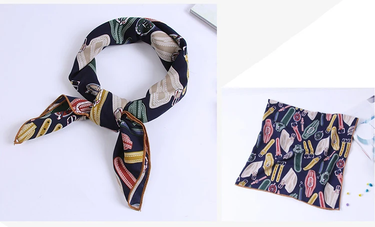 50*50 см Высокое качество шелковый шарф для женщин маленькие мягкие квадраты декоративный головной платок многоцветный полосатый платок с принтом на шею