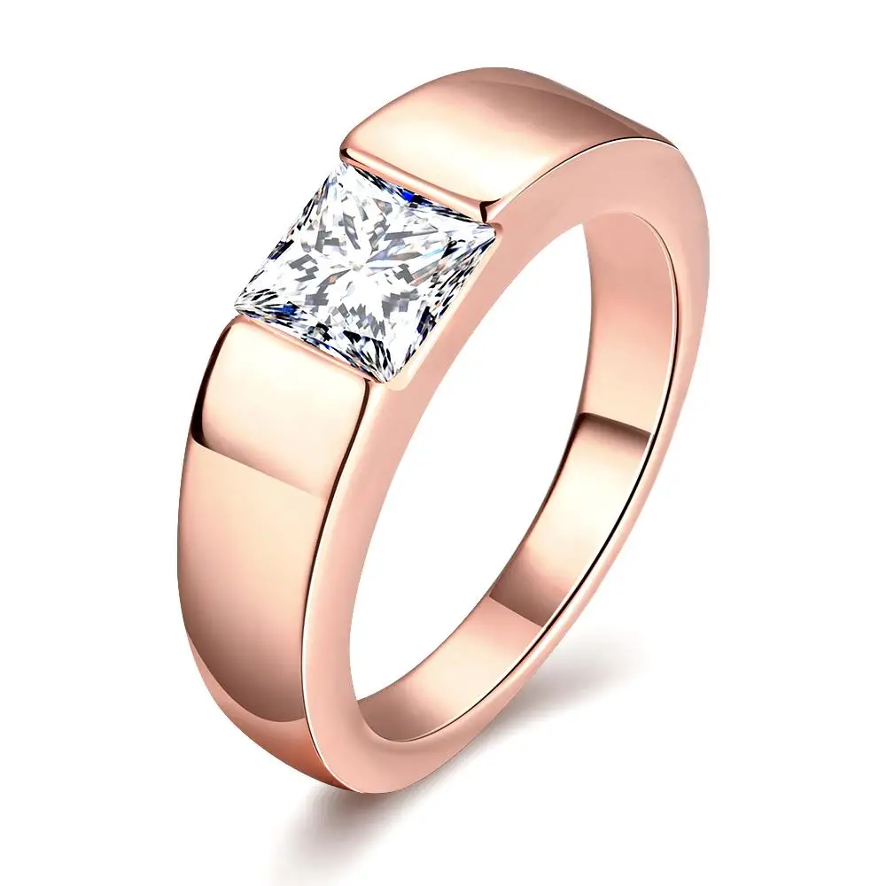 Zircon Personalized men's Ring Rose gold color Rings For