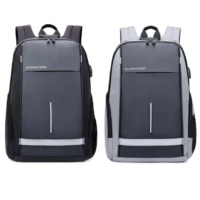 

Waterproof Laptop Backpack Man 15.6 Inch USB Port School Travel Backpacks Business Work USB Port Casual Sport Daypack Gray