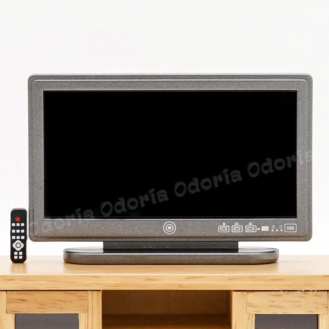 Миниатюрный телевизор Odoria 1:12 широкий экран с пультом дистанционного управления