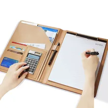 PU кожаная папка Биндер A4 Тетрадь с калькулятор для офиса менеджер папка для документов органайзер для хранения продуктов, сумка-портфель