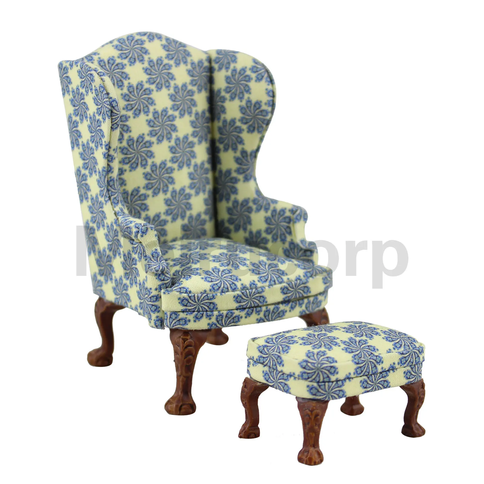 

dollhouse 1:12 scale miniature furniture Exquisite Flower pattern fabric chair And ottoman