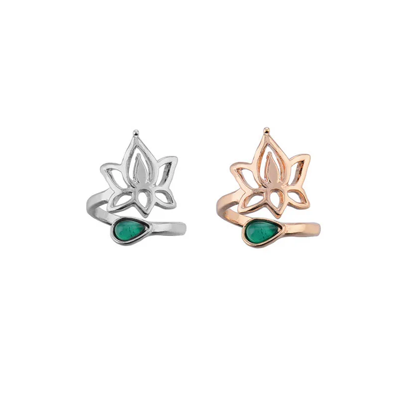 Горячее предложение, модное летнее пляжное стильное регулируемое женское кольцо для ног, индивидуальное кольцо в форме капли с зеленым кристаллом лотоса, женское ювелирное изделие