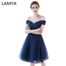 LAMYA Customized Short Evening font b Dresses b font font b Elegant b font Lace With