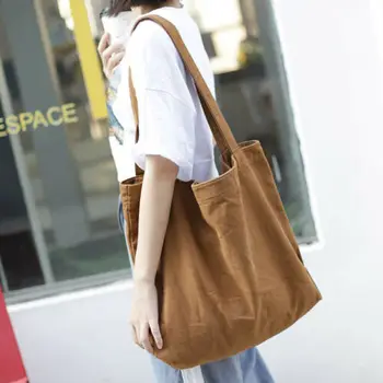 

Women Lady Casual Canvas Large Capacity Shopping Bags Shoulder Bags Tote Purse Solid Satchel Bag Lot 2019 New in Fashion