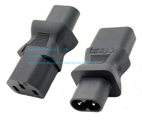 IEC 320 C8 Male Plug to C13 3Pin Female Socket Power Adapter, IEC 320 C8 Figure 8 Type 2pin Male