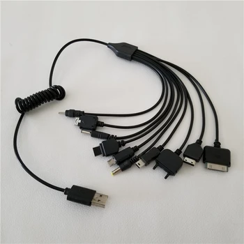 

10 in 1 Universal Flexible USB 2.0 Type A to Multi Plug Phone Spiral Spring Power Cable