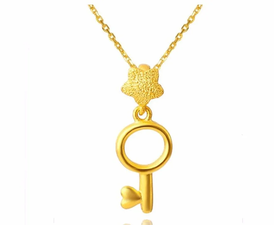 

Pure Solid 24K Yellow Gold Pendant / Bless Lucky Star key Pendant / 1.2g