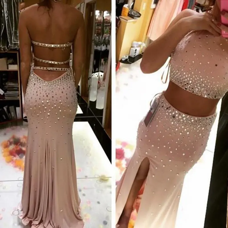 two-pieces-crystal-prom-dress-halter-backless-floor-length-mermaid-shape-front-side-split-sexy-evening-gowns-bandage-party-dress-2016-spring