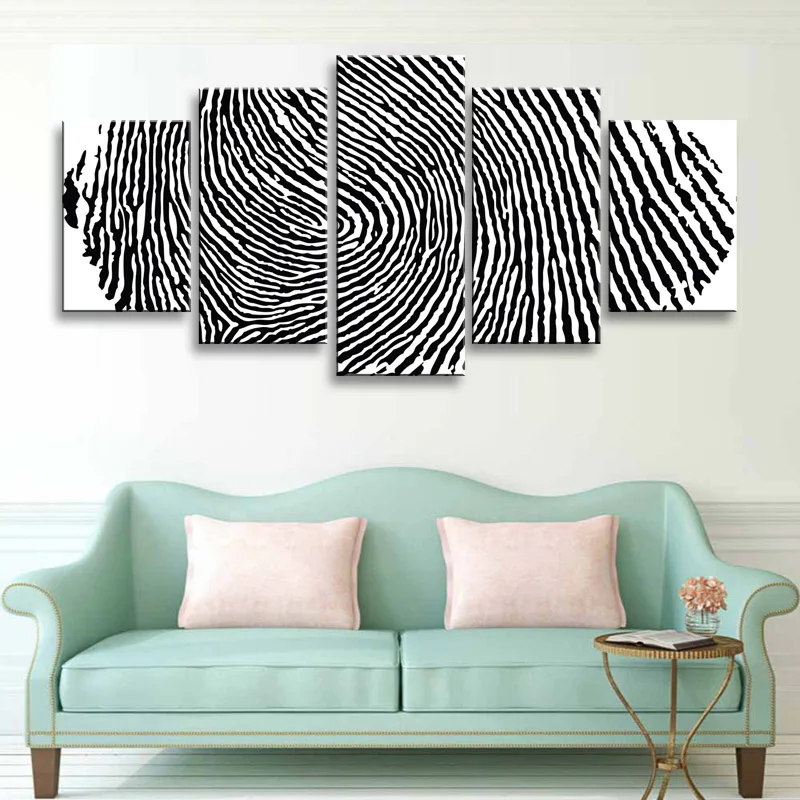 5 pieces high-definition print fingerprint canvas oil painting poster and wall art living room picture RW-065  (1)