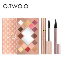 

O.TWO.O 2018 New Makeup Set 16 Colors Glitter Shimmer Eye Shadow + Thick Lengthening Mascara + Black Eyeliner 3pcs In 1 Set Hot