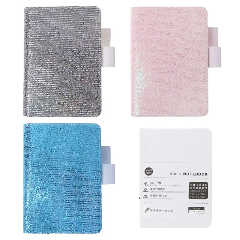 

80 Sheets A6 Sequins Notebook Diary Weekly Planner Journal Agenda Organizer Travelers Faux Leather Cover Book School Supplies