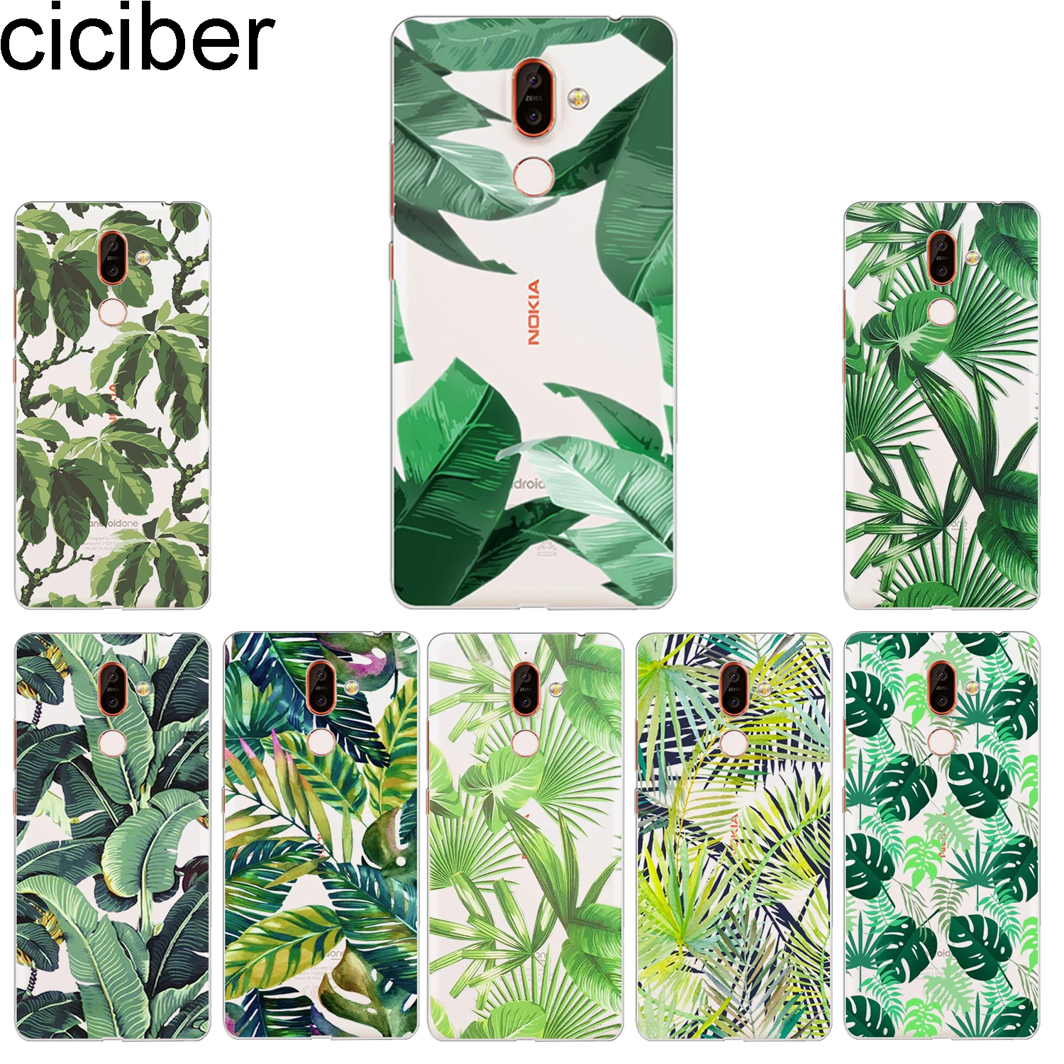 ciciber Phone Case for Nokia 9 PureView 1 2 3 5 6 7 8 Sirocco Soft TPU Back Cover 2.1 3.1 5.1 6.1 7.1 8.1 Plus Leaf |
