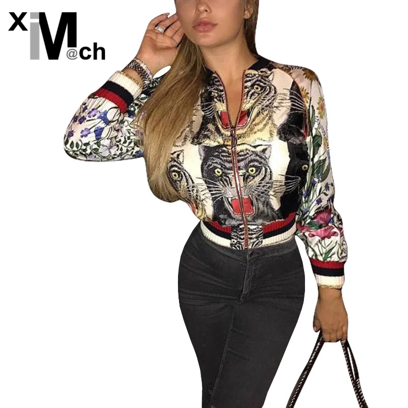 

xiM&M@ch Spring Autumn New Basic Casual Jacket Long-sleeve Zipper Breasted Printed Jacket Female Outwear JK11B07787E