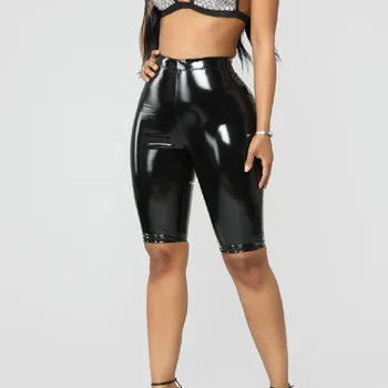 

4 Colors Women Sexy Wet Look Faux Leather PU Clubwear High Waist Skinny Shorts Female Fashion Summer Shinny Casual Shorts