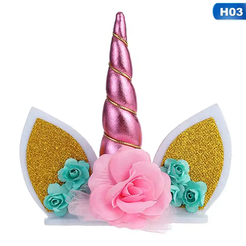 unicorn cake toppers horn ears cake decorations cupcake