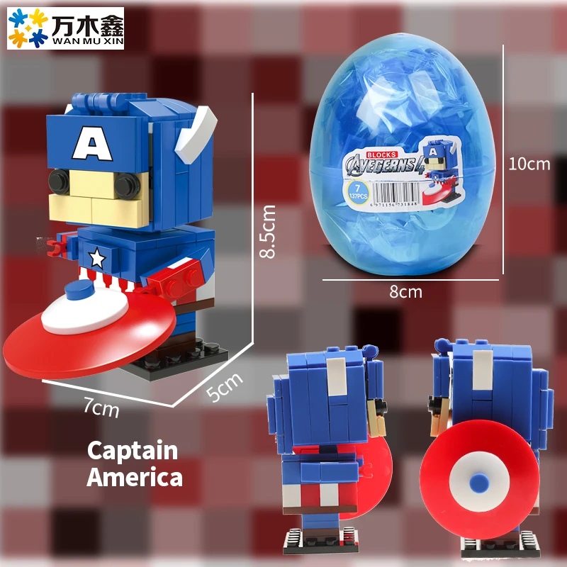

WANMUXIN splicing blocks, a set of 8 heroes of the Avengers with egg, Building Bocks Headz Kid Toys With Legoing