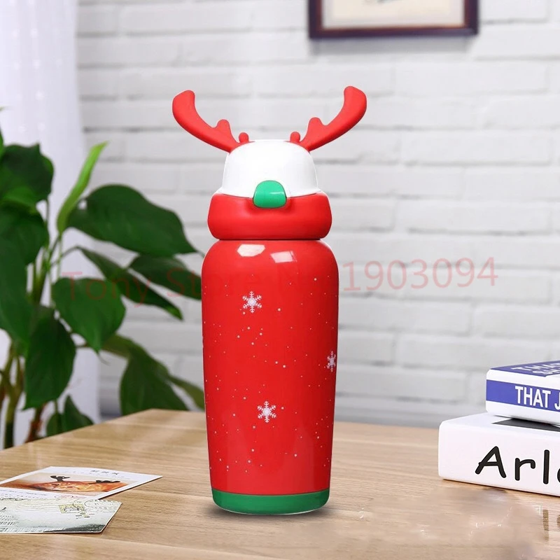 Красный 3pcsCreative Elk Vacuum Water Bottle 500ml Stainless Steel Water Bottle DIY Christmas Decoration Water Bottle Sport 5 Colors - Цвет: Красный