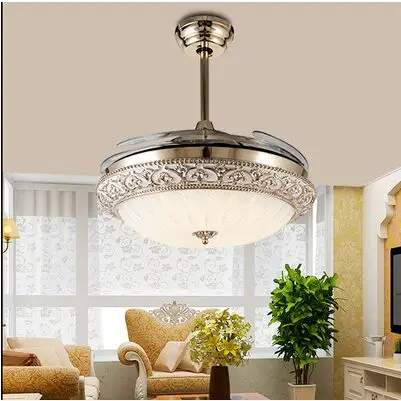 Modern European Elegant Round Shaped LED Ceiling Fan Lights with Retractable Blade ceiling-fan-light-remote : image Modern European Elegant Round Shaped LED Ceiling Fan Lights with Retractable Blade ceiling-fan-light-remote