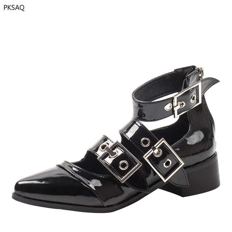 

New Spring Autumn Fashion Women High Heels Shoes Buckle Strap Retro Shoes Girls Model Show Pointed Toe Shoes