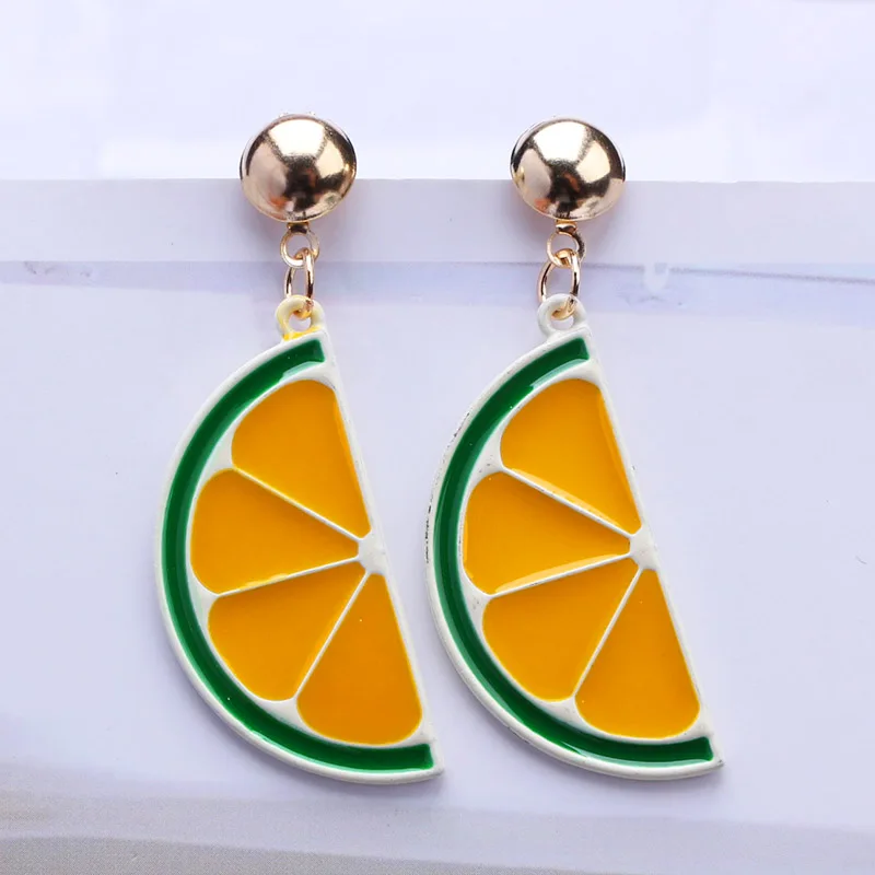 

ES438 Korean Creative Fruit Fashion Earrings Personality Sweet Cute Orange Dangle Drop Earrings For Women Girl Birthday Gifts