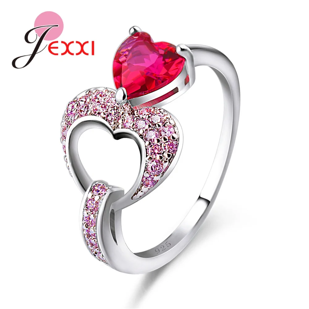 Fashion Brilliant 925 Sterling Silver Jewelry For Women Girls Special Heart Rings Pave Shiny Cubic Zirconia Crystal Top Quality
