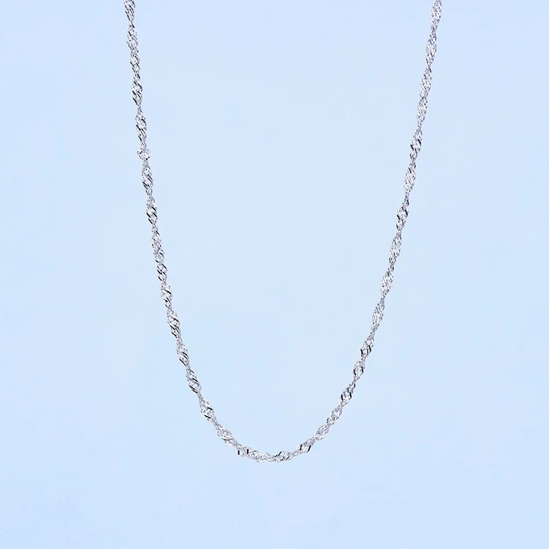 Стерлинговое Серебро цепочка «Волна» для Для женщин ювелирных изделий Цепочки и ожерелья 1,0 мм S925 длинное серебряное ожерелье позолоченная Для женщин Цепочки и ожерелья цепи