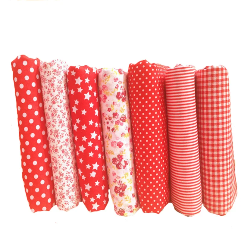 Hoomall New 7PCs Red Cotton Fabric For Patchwork Cheap Fabrics Sewing