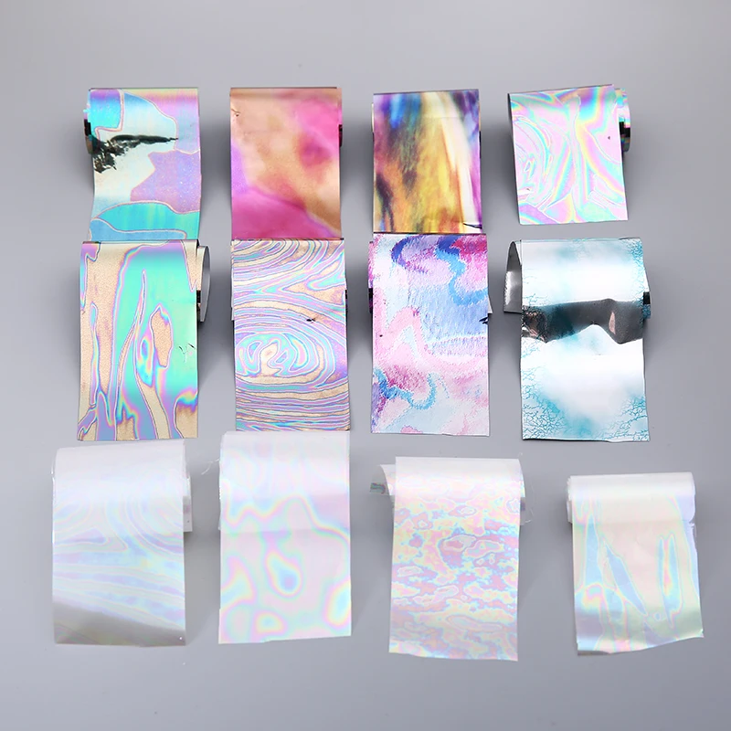 12 Цветов/Lot наклейки для ногтей Последние Голографическая клей Стекло Ногтей