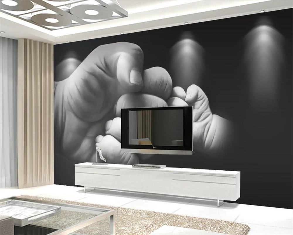 Beibehang пользовательские обои ручной черно-белый кулак 3d ТВ фон стены гостиной спальни фон Фреска 3d обои