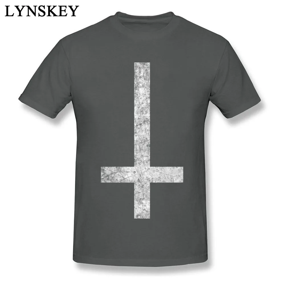 Round Collar Pure Cotton Male T Shirt Printed On Short Sleeve Tops Shirt Plain Custom Tee Shirt Inverted Cross - Grunge Inverted Cross - Grunge carbon