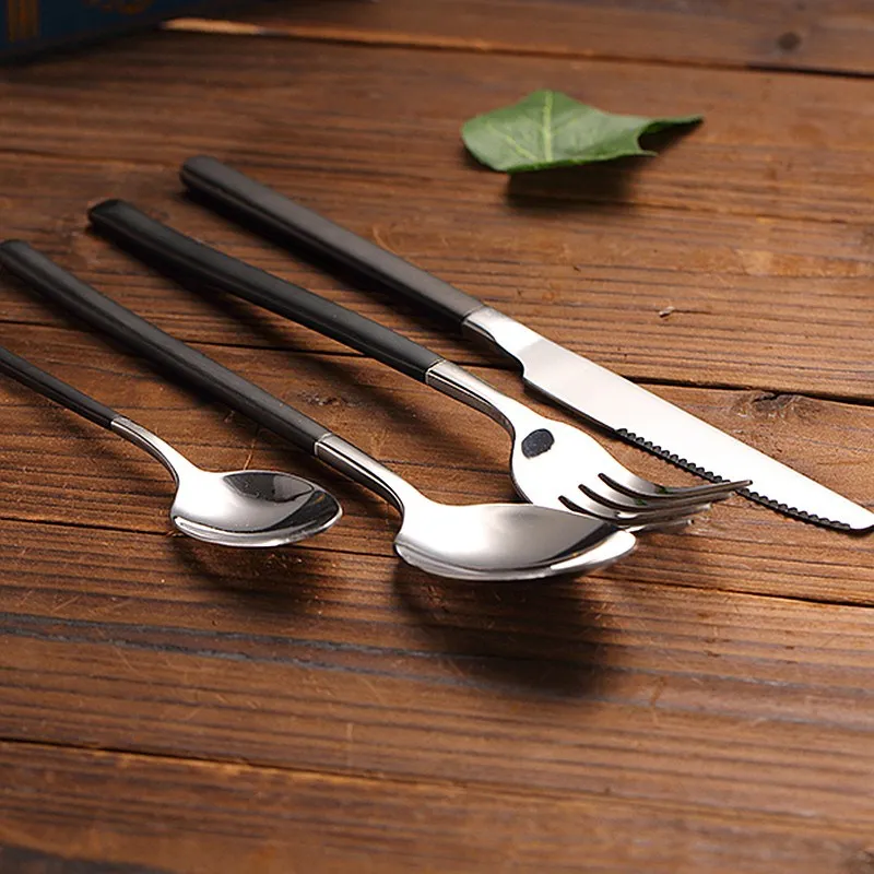 

KCASA 4 Pcs/Set Stainless Steel Silver Tablware Flatware Set Mirror Polishing Flatware Dinnerware Cutlery Kit Gift Hot Sale