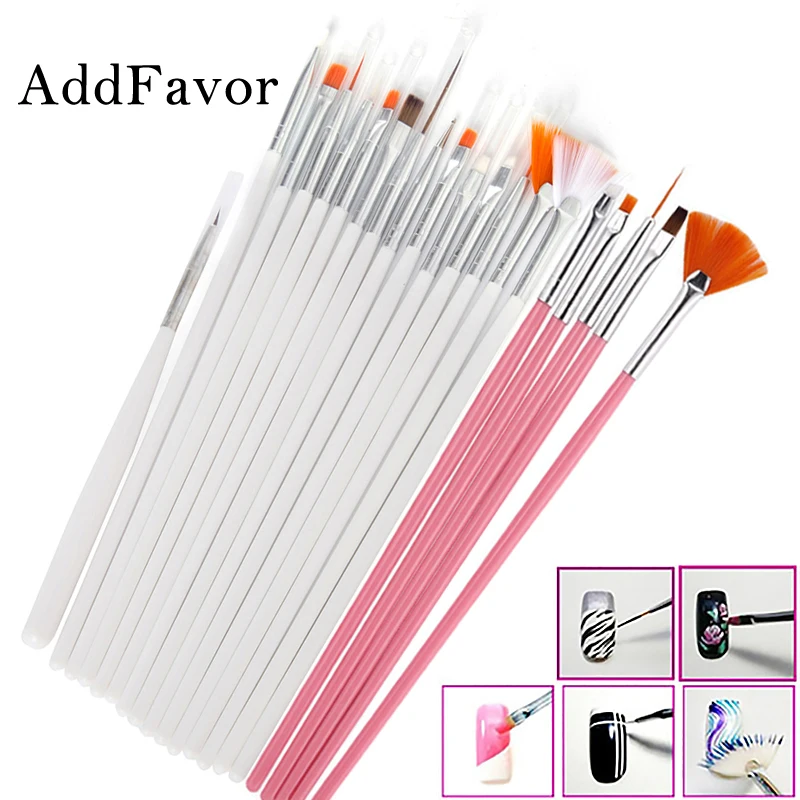

Addfavor 15pcs Nail Art Tools Brush Set UV Gel Polish Acrylic Drawing Paint Brushes DIY Manicure Brush Pen Kits Nail Tips