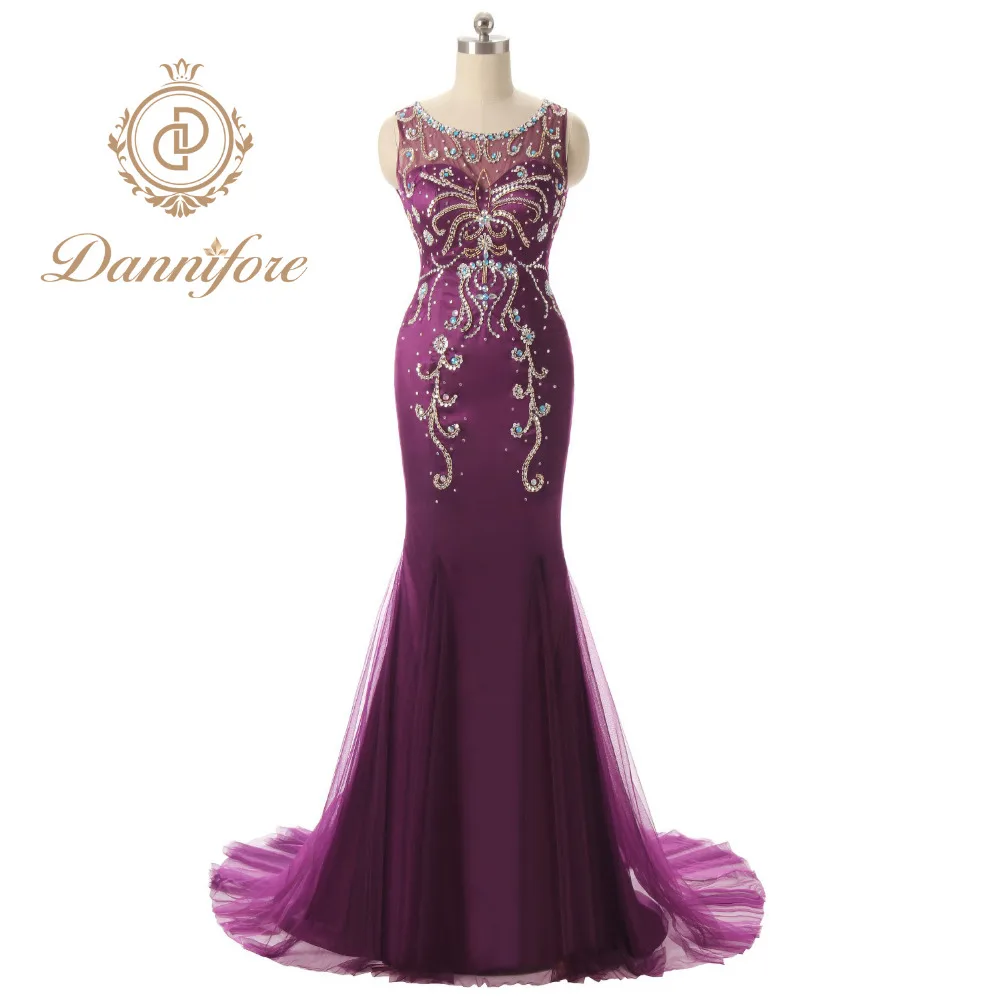 Dannifore Purple Mother of The Brides Dress Long Plus Size 2017 Evening