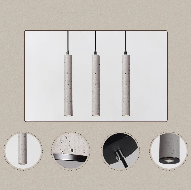 LukLoy Modern Pendant Lights Industrial Lamp Concrete Cement Cylinder Pipe Kitchen Lights Shop Bar Counter Island Lighting (5)